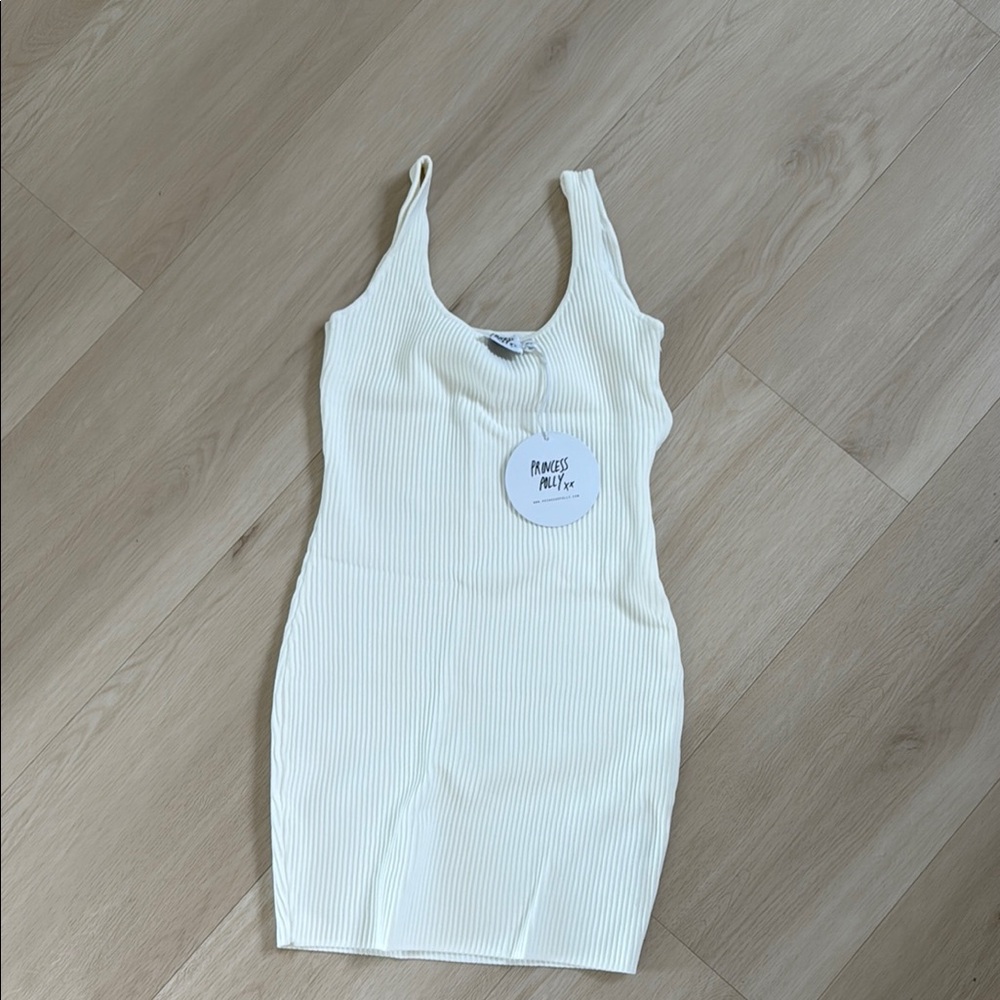 Princess Polly White Ribbed Mini Dress